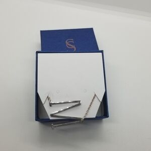 Savvy Cie Jewels M initial necklace rhodium plated stainless steel NIB